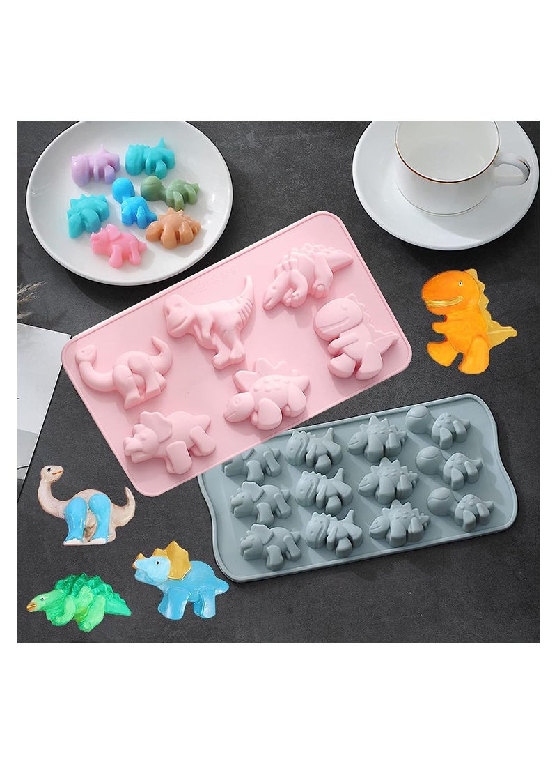 SYOSI - 2Pcs Jello Mold Dinosaur Food Grade Silicone Molds 3D Dinosaur Cavity Candy Molds Suitable for Kid DIY Chocolate Cookies Pudding Jelly Candy Ice Cube Cake Decorations Tools - Image 1
