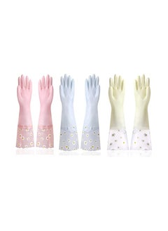 Excefore Cleaning Gloves 3Pairs Large Reusable Rubber Gloves Non-Slip Long Sleeves for Laundry Kitchen Gardening Waterproof Household Kitchen Cleaning Food Handling Painting Pet Care  - Image 1