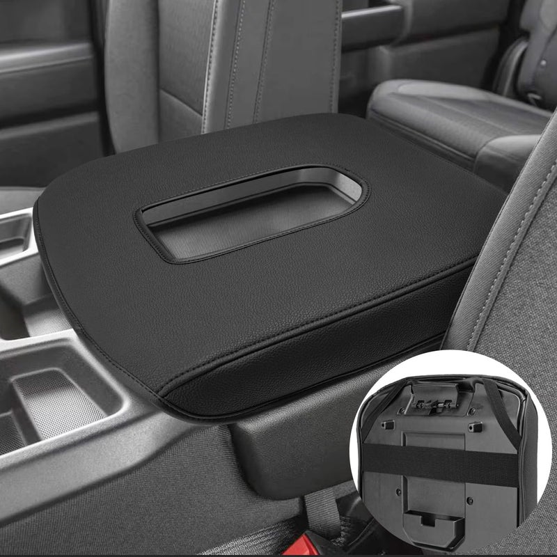 Eaglecover Center Console Cover for 2019-2025 Chevy Silverado & GMC Sierra - Vinyl Leather Arm Rest Protector, Anti-Scratch, Black - Image 1