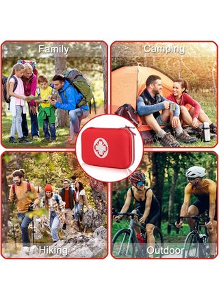 53 Pcs First Aid Kit Clean Treat Protect Minor Cuts Scrapes Home Office for Hiking, Backpacking and Camping (Red) - view 3