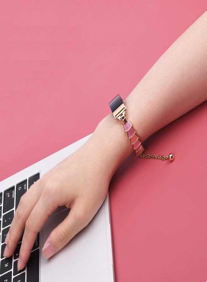 سوار معدني أنيق رفيع بديل لساعات Fitbit Inspire 2 / Inspire HR الذكية من Wongeto (ذهبي وردي + غلاف وردي) متوافق مع أساور Fitbit Inspire 2 و Inspire HR للنساء. - Image 3