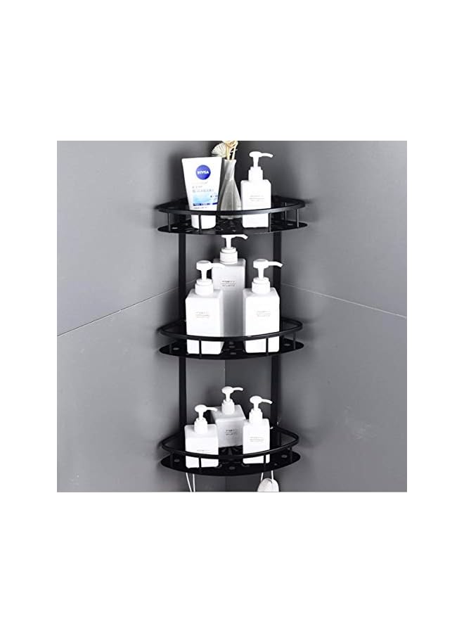 vesus Shower Caddy, Shower Organizer, Wall Mounted Aluminum Shower Shelf with Adhesive(No Drilling), Storage Rack for Toilet,Shampoo,Dorm and Kitchen (black, 3-Tiers)  - Image 2