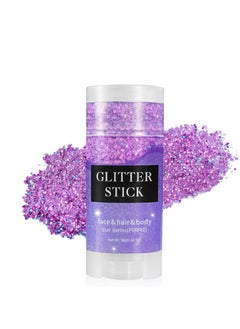 Mysense Mysense Purple Body Glitter Stick,Singer Concert Outfit Face Glitter Makeup for Women,Hair Glitter Gel for Kids,Festival Rave Pride Accessories,Mermaid Sequins Chunky Glitter Face Paint,0.56oz  - Image 1