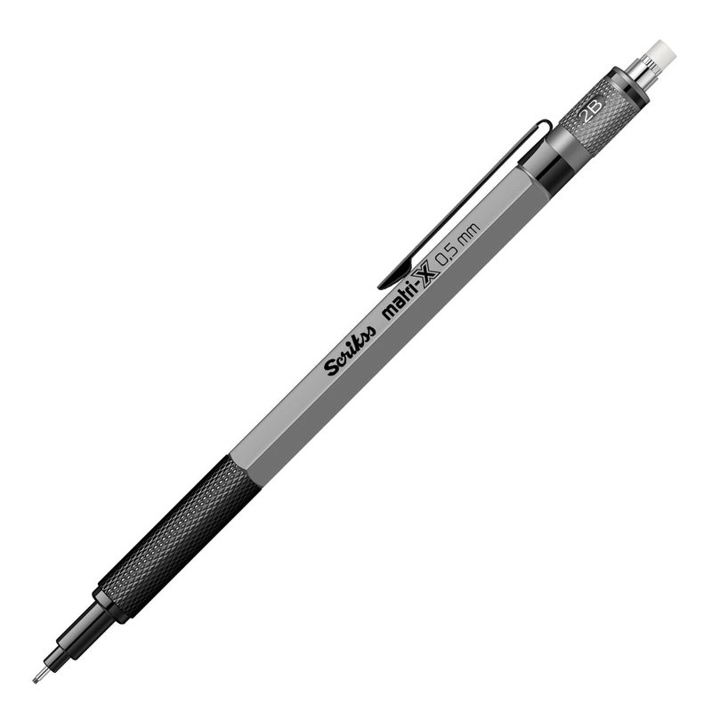 Scrikss 05mm Mechanical Clutch Lead Pen Pencil Matte Grey Body MatriX Series Eraser Included - Image 4