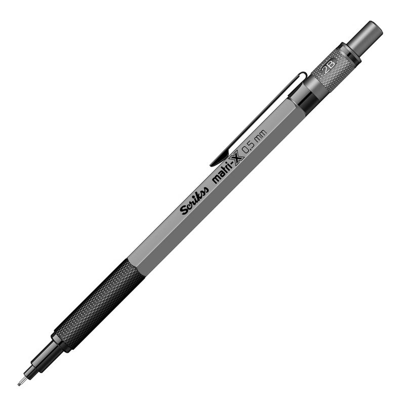 Scrikss 05mm Mechanical Clutch Lead Pen Pencil Matte Grey Body MatriX Series Eraser Included - Image 1