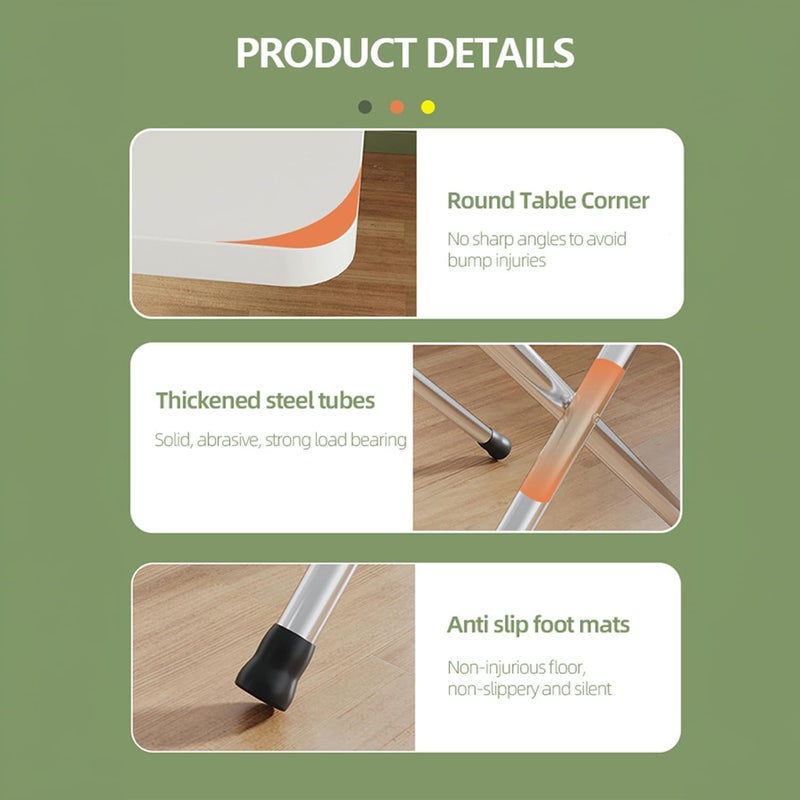 هوكور طاولة قابلة للطي، مكتب خشبي خفيف الوزن بسيط وعصري، متعدد الوظائف ومربع خشبي للمنزل والحديقة والنزهات، سهل الحمل، 80 * 70 * 40 سم (أبيض) - Image 4