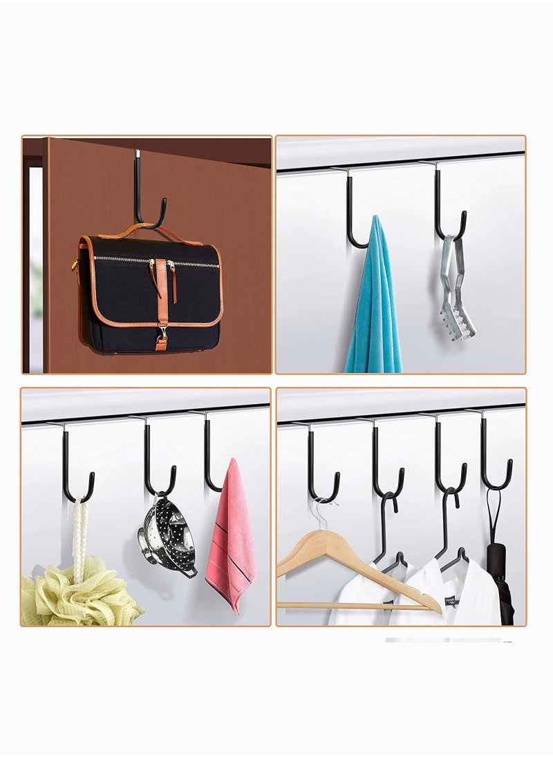 SYOSI - Over Door Hooks, SYOSI Towels Hook for Bathroom Bedroom Kitchen Clothes Shoes Bag Hats Coats, Stainless Steel Door Hanging Hook with Soft Rubber Surface, Helps for Tidy Room and Save, 6 Pack Black - Image 1