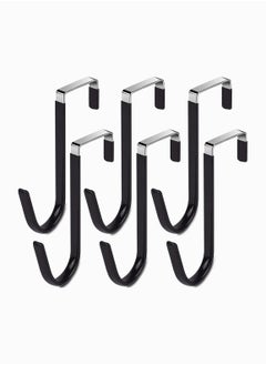 Over Door Hooks, SYOSI Towels Hook for Bathroom Bedroom Kitchen Clothes Shoes Bag Hats Coats, Stainless Steel Door Hanging Hook with Soft Rubber Surface, Helps for Tidy Room and Save, 6 Pack Black