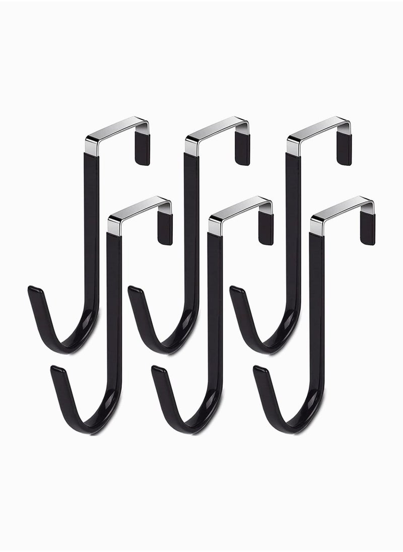 SYOSI - Over Door Hooks, SYOSI Towels Hook for Bathroom Bedroom Kitchen Clothes Shoes Bag Hats Coats, Stainless Steel Door Hanging Hook with Soft Rubber Surface, Helps for Tidy Room and Save, 6 Pack Black - Image 1