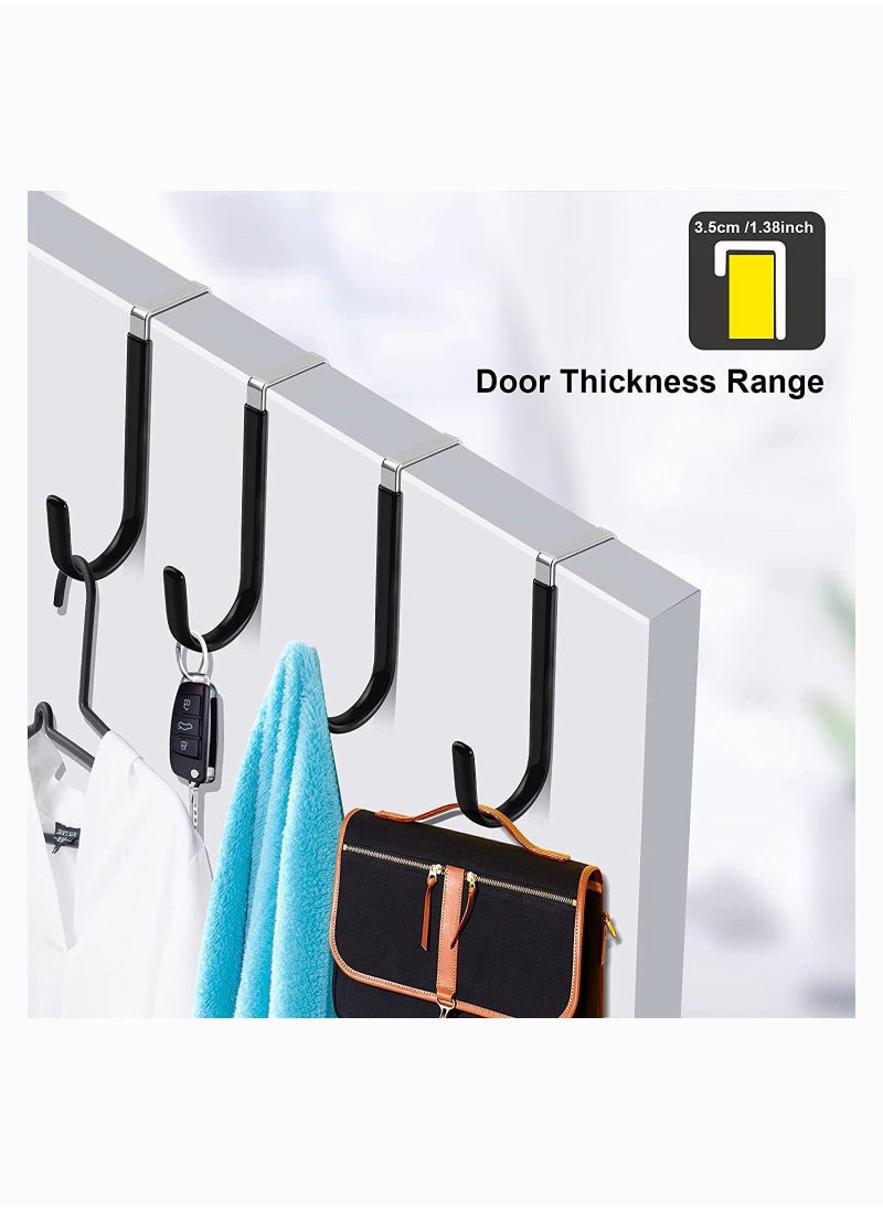 SYOSI - Over Door Hooks, SYOSI Towels Hook for Bathroom Bedroom Kitchen Clothes Shoes Bag Hats Coats, Stainless Steel Door Hanging Hook with Soft Rubber Surface, Helps for Tidy Room and Save, 6 Pack Black - Image 1
