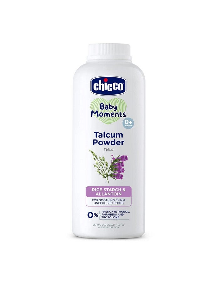 Chicco Baby Moments Talcum Powder With Natural Ingredients, Soothes & Moisturises Baby’S Skin, Dermatologically Tested, Paraben Free, Phenoxyethanol Free 0M+ (Pack Of 300 Gm),White  - Image 1