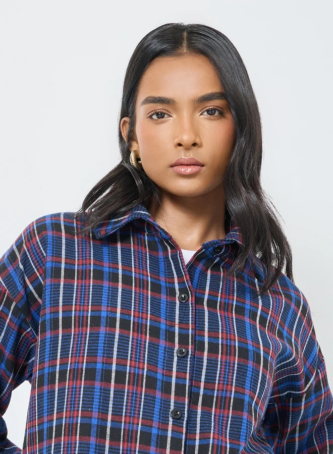 Take Two Take Two Checked Buttoned Oversized Shirt