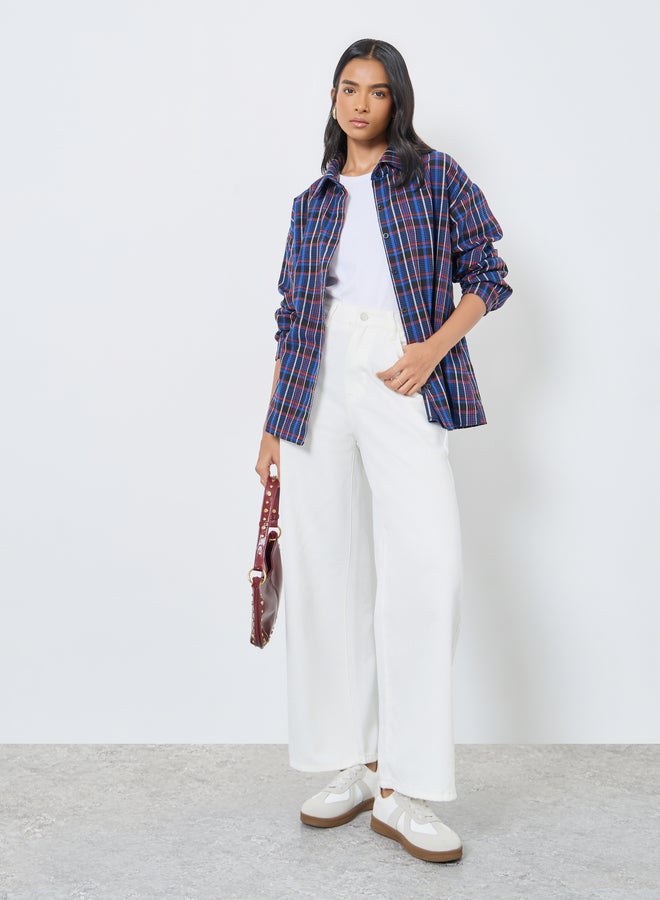 تايك تو قميص كبير الحجم بأزرار مربعات - Image 2