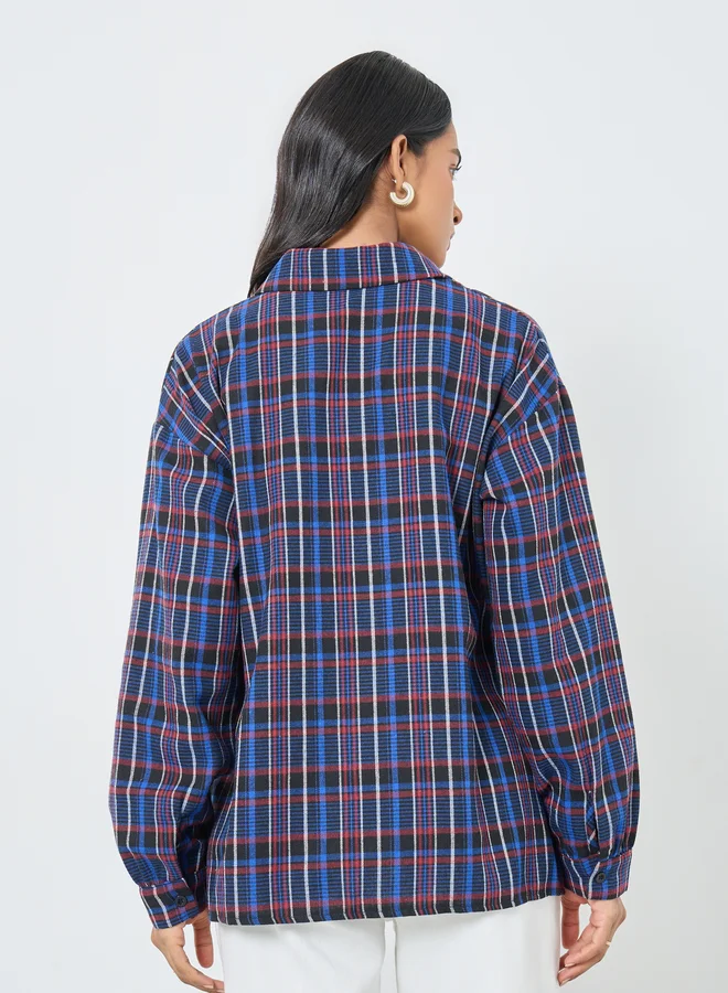 Take Two Take Two Checked Buttoned Oversized Shirt