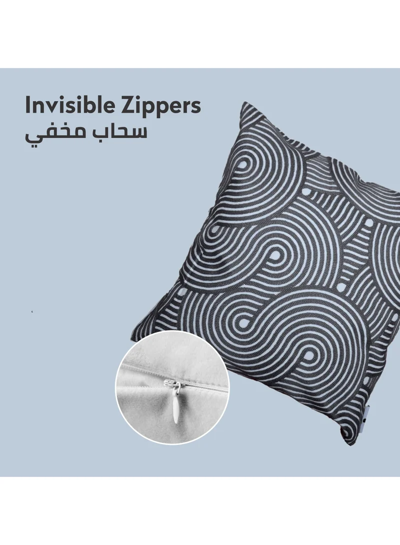 Donetella Cushion Cover,45X45 Cm (18X18 inch) 1-Pcs Decorative Throw Pillowcases Without Filler With Beautiful Abstract Art For Sofa Bed Living Room And Couch,Mid Grey