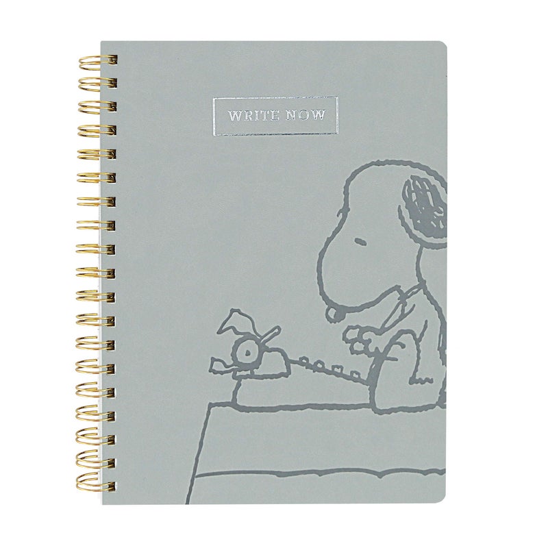 Graphique Vegan Leather Spiral Journal, Snoopy Type â€“ 8â€ x 10", 192 Lined Pages, "Write Now" Quote Embellished in Silver Foil on the Cover â€“ Perfect for Taking Notes, Lists and More - Image 1