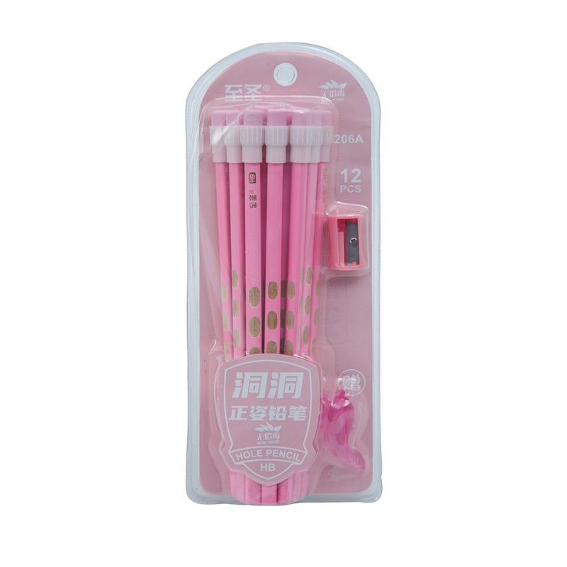 LATESHOP LATESHOP Groove Dongdong 12 Wooden Pencil Attached Eraser, 1 Grip Cap and 1 Sahrpener Suitable for School Kids And Students Art Drawing, Drafting and Writing (Pack Of 1) - Image 1