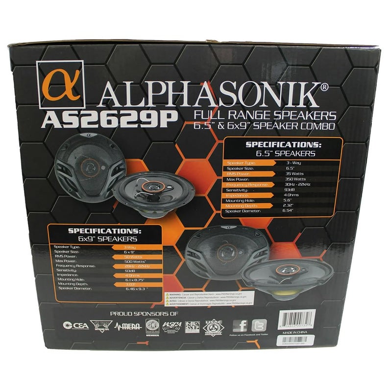 Alphasonik AS2629P Loudspeakers Pair of 6.5" 350W Max 3-Way Speakers Plus 6X9 500W Max 3-Way Car Audio Coaxial Speakers 4 Ohms Premium Quality Audio Door Speakers for Car or Truck Stereo Sound System - Image 4