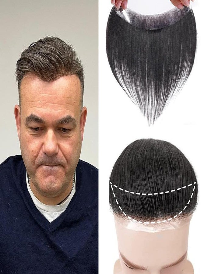 Pinaka Frontal Hairpiece for Men Natural Hair Color Hair Extension Hairline Loss Straight Tape in Human Hair Toppers Replacement Toupee (Natural Haircolor) - Image 1