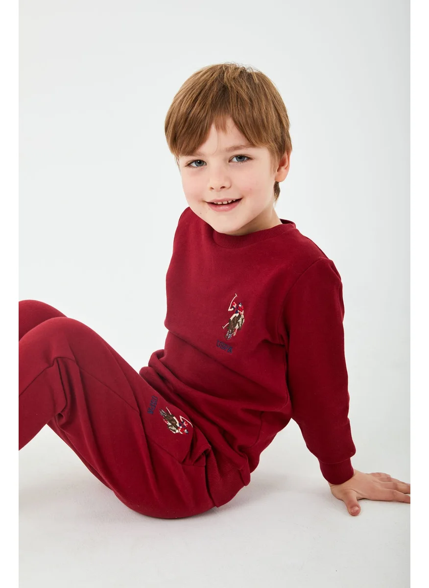 يو اس بولو اسن BASE. Polo Assn. Base. Polo Assn Licensed Classic Claret Red Boys Crew Neck Tracksuit Suit