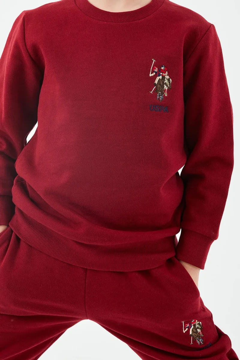 يو اس بولو اسن BASE. Polo Assn. Base. Polo Assn Licensed Classic Claret Red Boys Crew Neck Tracksuit Suit