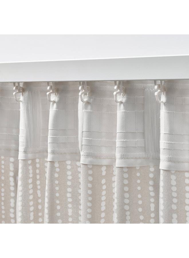 erorex Curtains, 1 pair, beige/white dot pattern/with heading tape, 145x300 cm - Image 5