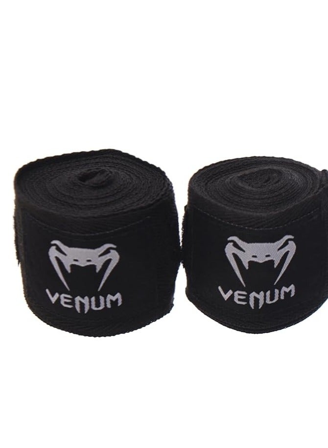 Venom Boxing Hand Wraps - 3.5m 2 Pieces Cotton Red Perfect Support for Joint and Wrist during Fighting Exercise(BLACK) - Image 1