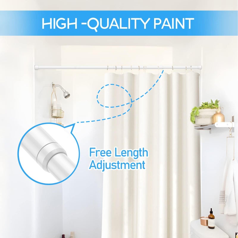 ZipGlo 1 Pack Spring Tension Rods 28-45 Inches, 5/8 Inch Diameter White No Drill Spring Loaded Adjustable Extendable, Small Short Tension Curtain Rod for Windows Kitchen Doorway Closet Cupboard - Image 5