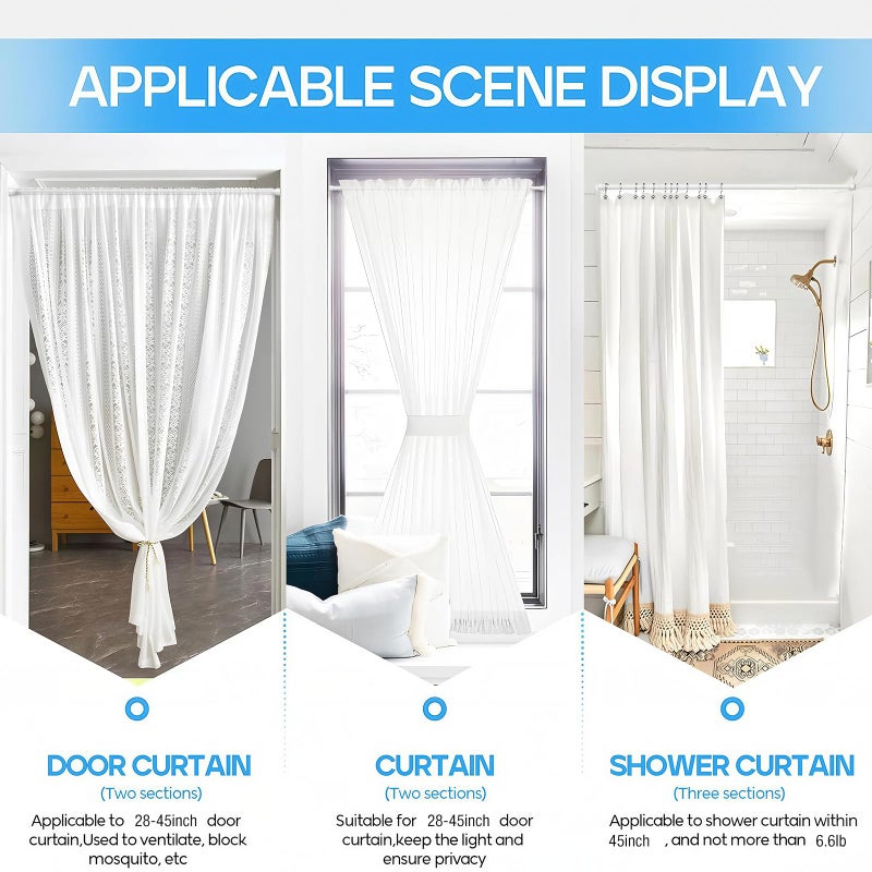 ZipGlo 1 Pack Spring Tension Rods 28-45 Inches, 5/8 Inch Diameter White No Drill Spring Loaded Adjustable Extendable, Small Short Tension Curtain Rod for Windows Kitchen Doorway Closet Cupboard - Image 3