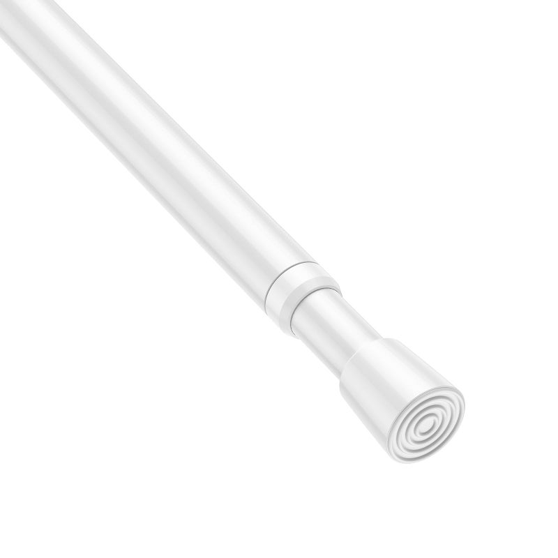 ZipGlo 1 Pack Spring Tension Rods 28-45 Inches, 5/8 Inch Diameter White No Drill Spring Loaded Adjustable Extendable, Small Short Tension Curtain Rod for Windows Kitchen Doorway Closet Cupboard - Image 1