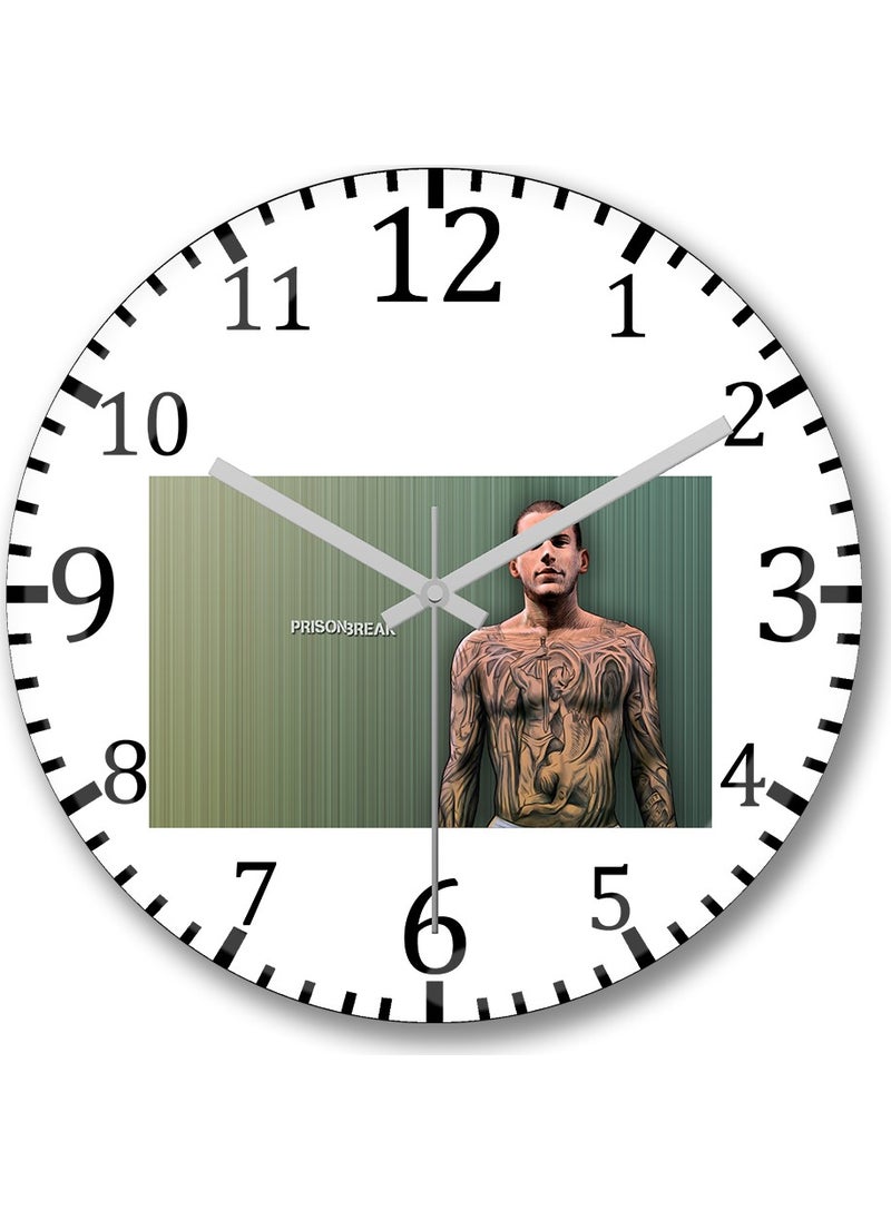 Baskı Dükkanı - Print Shop Prison Break Michael Scofield Wall Clock Curved Real Glass - Image 1