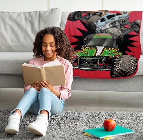 Jay Franco Kids Plush Throw Blanket Soft Cozy Fleece Throw for Bedroom Couch Dcor Official Licensed Product Red Monster Jam 46x60 Throw Blanket - Image 3