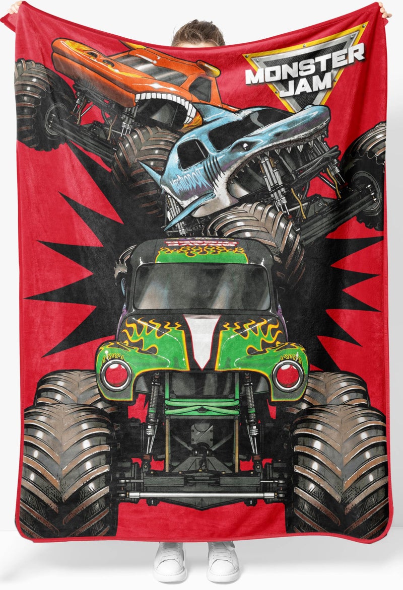 Jay Franco Kids Plush Throw Blanket Soft Cozy Fleece Throw for Bedroom Couch Dcor Official Licensed Product Red Monster Jam 46x60 Throw Blanket - Image 2