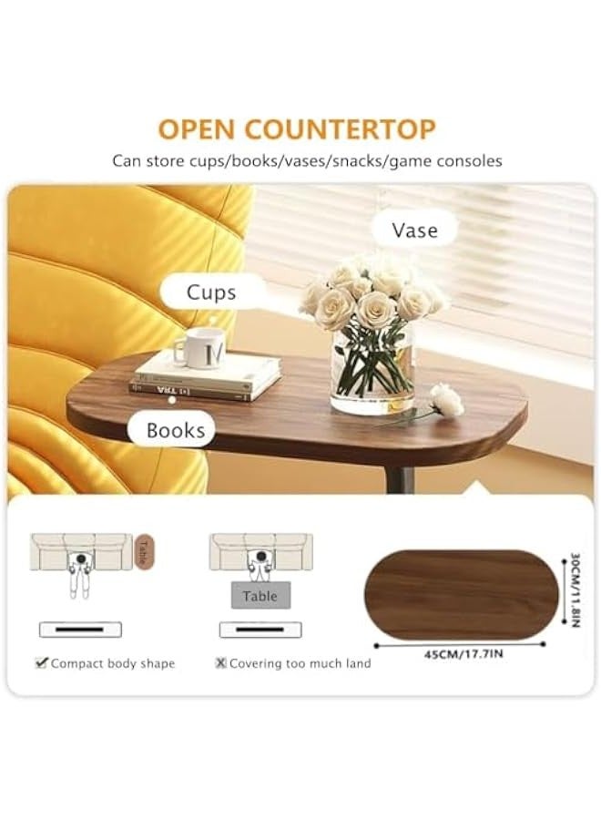 بيوينتي طاولة قهوة جانبية متحركة على شكل حرف C من بوم، موفرة للمساحة مثالية للارائك وغرف النوم، رائعة للاستخدام الداخلي والخارجي - Image 5