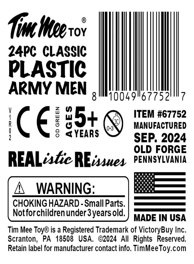 Tim Mee Toy TimMee Plastic Army Men - OD Green 24pc Soldier Figures - Made in USA - Image 5