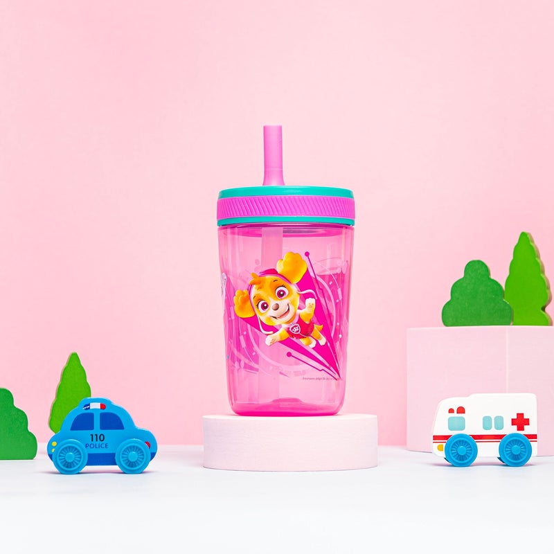 Zak Designs Kelso 15 oz Tumbler Set (Paw Patrol Skye & Everest) Non-BPA Leak-Proof Screw-On Lid with Straw Made of Durable Plastic and Silicone, Perfect Baby Cup Bundle for Toddlers, Kids (2pc Set) - Image 2