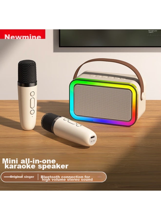 Newmine ميكروفون مكبر صوت Dp97 مع بطاقة صوت مدمجة، ميكروفون كاريوكي، نظام صوت منزلي Ktv، مكبر صوت بلوتوث لاسلكي، جهاز غناء، ميكروفون ترفيه للأطفال مدمج - Image 1