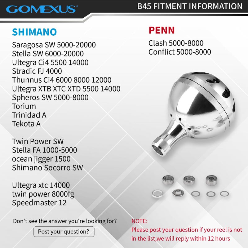 GOMEXUS Power Knob Compatible for Shimano Stradic FK 5000 Saragosa SW Ocea Jigger Torium Speedmaster Direct Fit 45mm - Image 5
