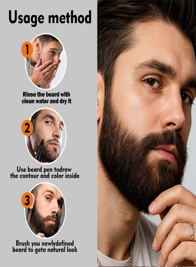 Erinde Beard Pencil Filler for Men Black (2 Pack - 4-Tip Beard Filler, Waterproof Long Lasting Beard Pen Kit with 2 Fillers & 1 Brush, Stocking Stuffers for Men - Image 4
