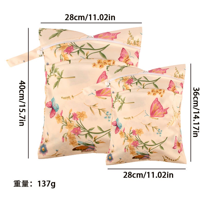 Baby Diaper Bag Mummy Wash Bag Storage Bag Large Capacity Wetbag Two-Piece Waterproof Storage Bag - Image 3