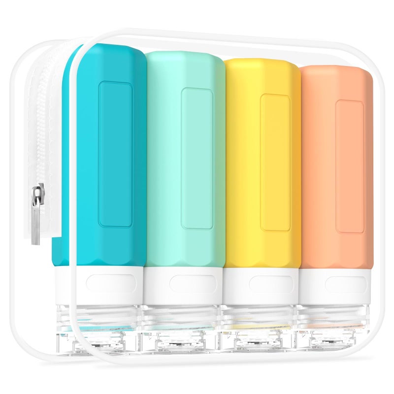 Redfly Travel Bottles for Toiletries, Tsa Approved 3oz Travel Size Containers, Leak Proof Travel Size Toiletries Bottles Silicone, BPA Free Refillable Essentials for Shampoo Conditioners, Colorful - Image 1