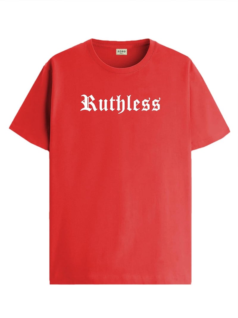 ADRO Men's Ruthless Graphic Printed T-Shirt - Premium Cotton Red Tee - Image 1