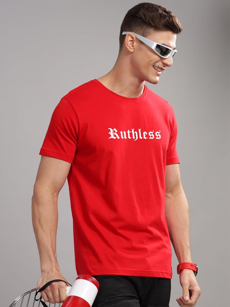 ADRO Men's Ruthless Graphic Printed T-Shirt - Premium Cotton Red Tee - Image 5
