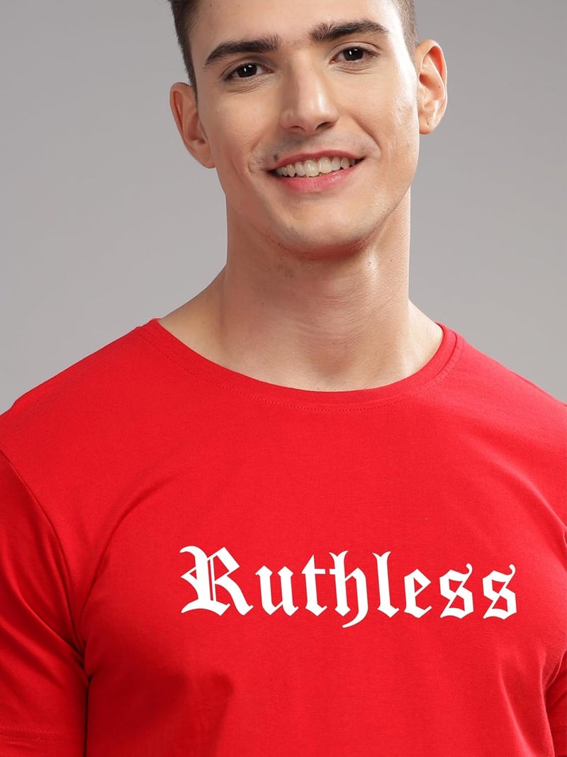 ADRO Men's Ruthless Graphic Printed T-Shirt - Premium Cotton Red Tee - Image 2