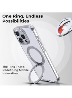 glassology iPhone 16 Pro Max 360° Rotate Ring Stand MagSafe Case Shockproof Wireless Charging Compatible Adjustable Kickstand (Clear)  - Image 5