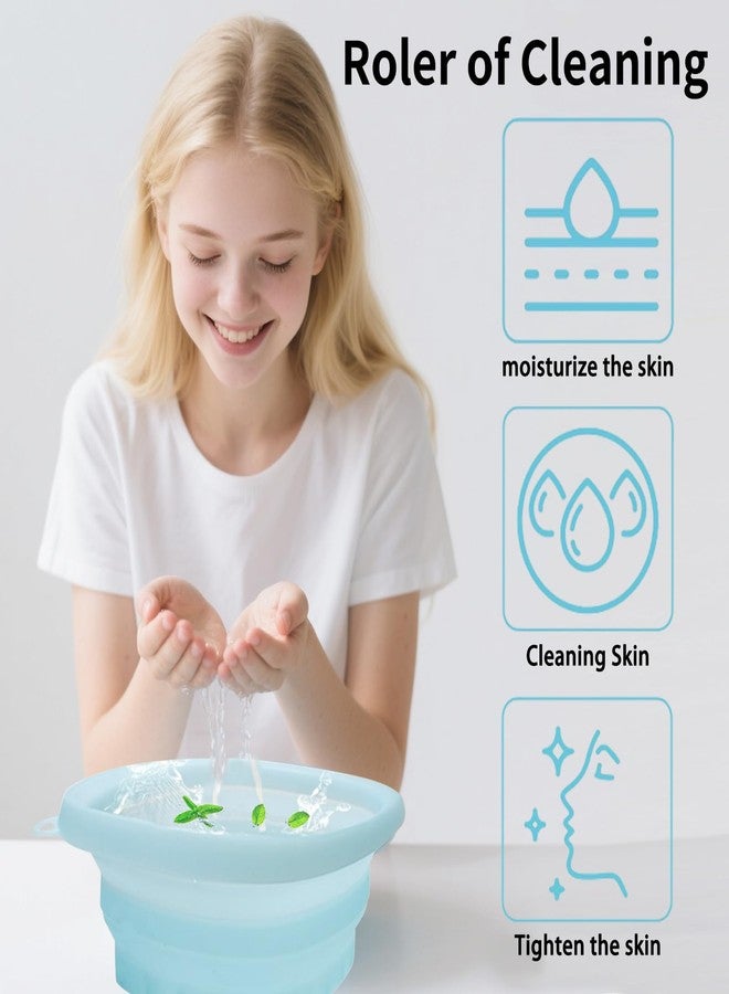 EBIGIC Face Bowl for Ice with Built-in IceTray,Collapsible Silicone Face Ice Bowl - Cold Plunge Therapy for Skin Tightening & Facial Treatment- Portable Spa Tool for Home & Travel（Blue) - Image 5