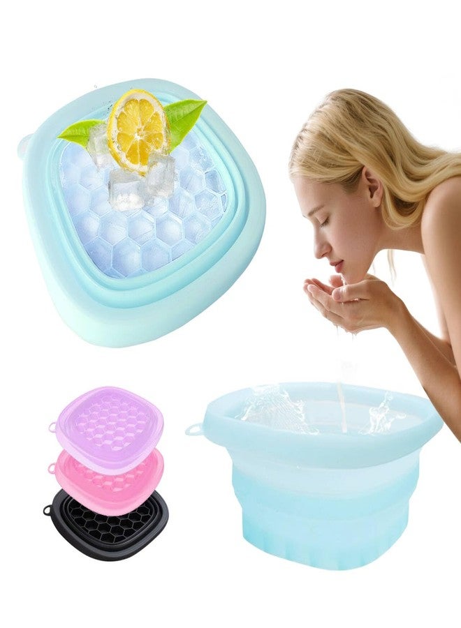 EBIGIC Face Bowl for Ice with Built-in IceTray,Collapsible Silicone Face Ice Bowl - Cold Plunge Therapy for Skin Tightening & Facial Treatment- Portable Spa Tool for Home & Travel（Blue) - Image 1
