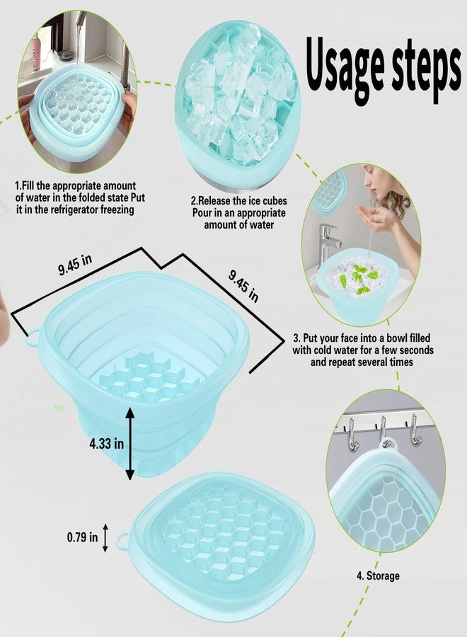 EBIGIC Face Bowl for Ice with Built-in IceTray,Collapsible Silicone Face Ice Bowl - Cold Plunge Therapy for Skin Tightening & Facial Treatment- Portable Spa Tool for Home & Travel（Blue) - Image 2