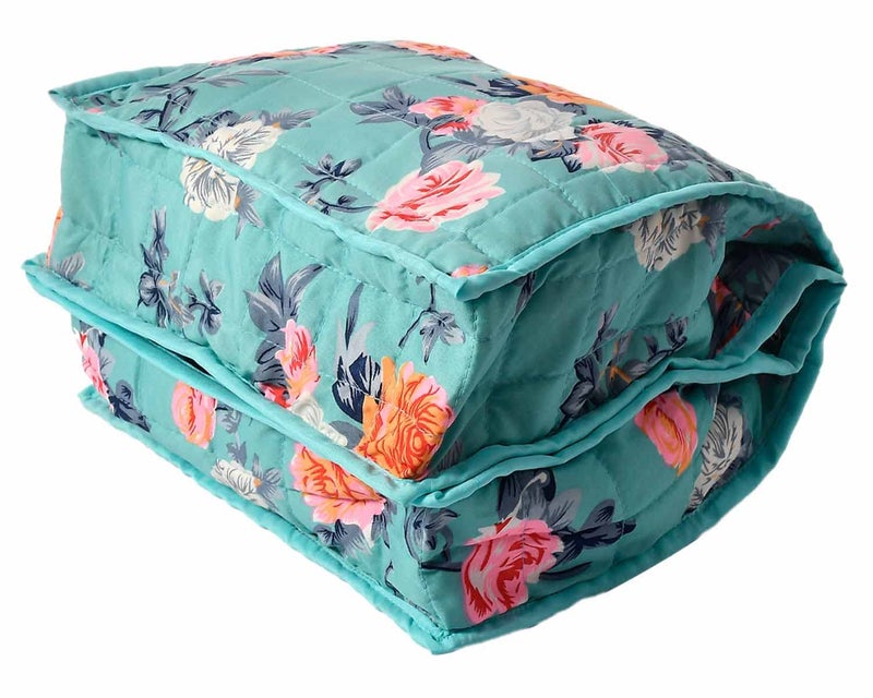 Kuber Industries Heart Home Flower Printed Foldable Cotton Undergarments Clothes OrganizerStorage Bag With 2 Tranasparent Compartment Green50HH01817 - Image 2