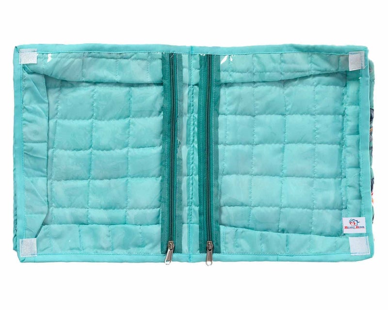 Kuber Industries Heart Home Flower Printed Foldable Cotton Undergarments Clothes OrganizerStorage Bag With 2 Tranasparent Compartment Green50HH01817 - Image 4